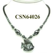 Hematite Goldfish Pendant Beads Stone Chain Choker Fashion Women Necklace